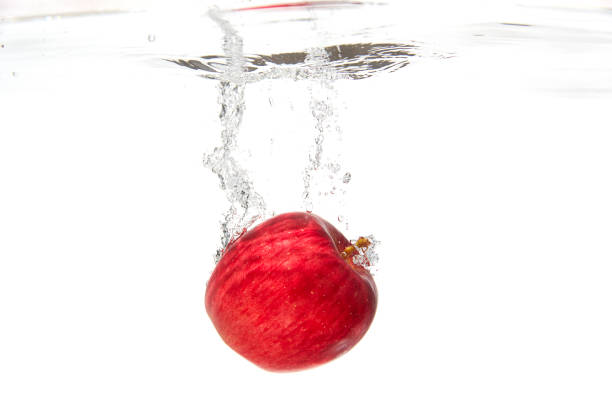 tomatos under the water on white background