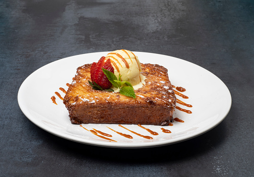French toast - fried bread toast with powdered sugar & mint