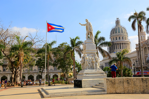 Havana, Cuba - 30/03/2018: Monument to Jose Marti in the historic center of Havana