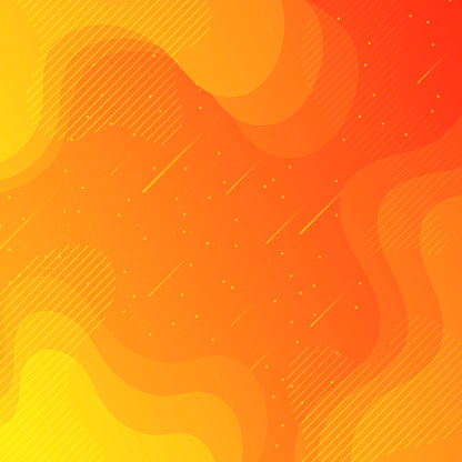Modern and trendy background. Beautiful starry sky with fluid, geometric and gradient shapes. This illustration can be used for your design, with space for your text (colors used: Yellow, Orange, Red). Vector Illustration (EPS10, well layered and grouped), format (1:1). Easy to edit, manipulate, resize or colorize.