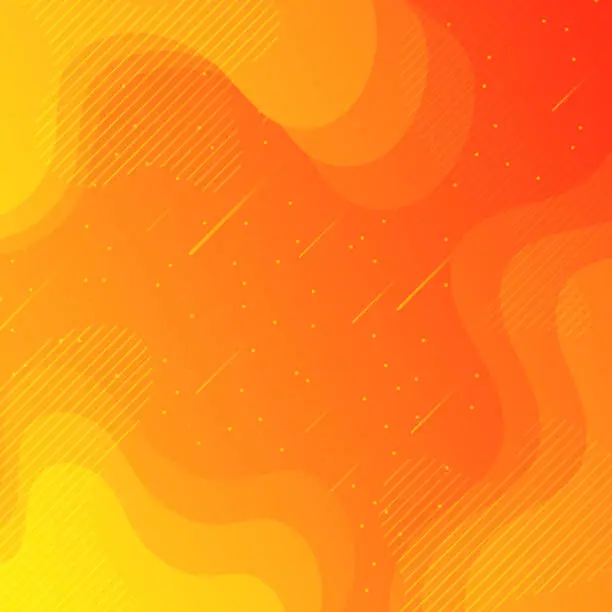 Vector illustration of Trendy starry sky with fluid and geometric shapes - Orange Gradient