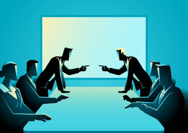 Business people arguing at meeting room Vector illustration of business people arguing at meeting room dissent stock illustrations