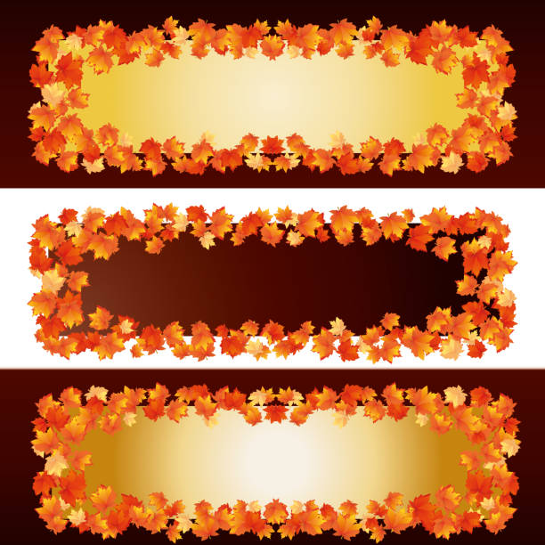 Autumn banners with maple leaves vector art illustration