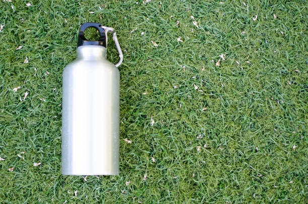 Bottle of water at stadium. Athletics.