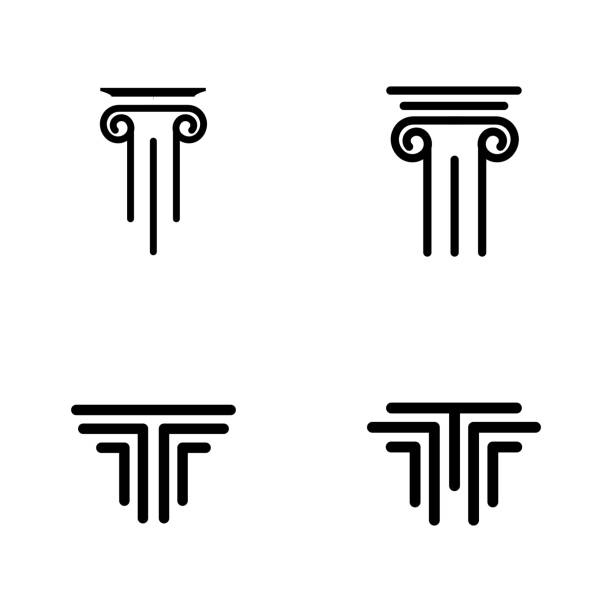 ilustraciones, imágenes clip art, dibujos animados e iconos de stock de icono de columna diseño de ilustración vectorial de plantilla - letter t letter a alphabet capital letter