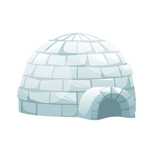 Ice igloo. Winter Northern landscape. The life of the Inuit. Ice igloo. Winter Northern landscape. The life of the Inuit. Isolated flat vector illustration houses in antarctica stock illustrations