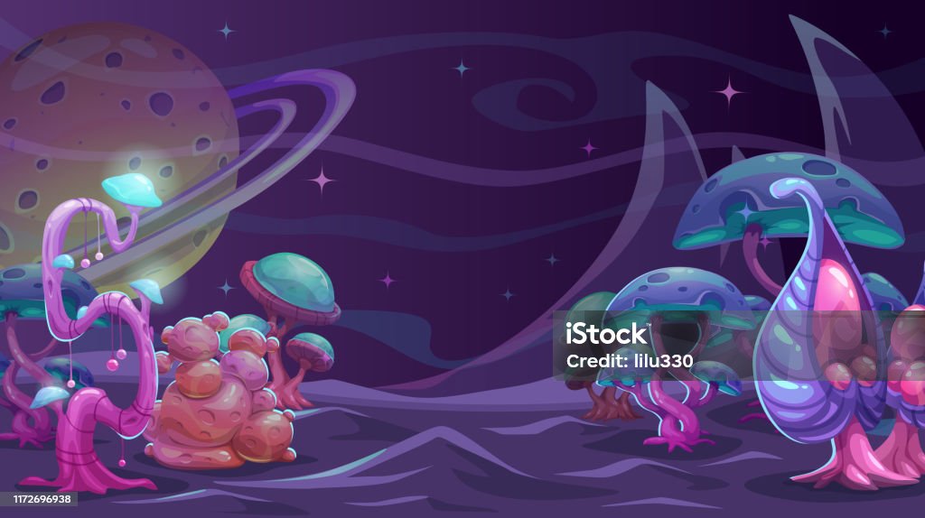 Fantasy Alien Landscape Another World Concept Background Stock ...