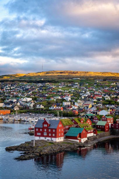 Torshavn is capital of faroe islands in north atlantic. stock photo