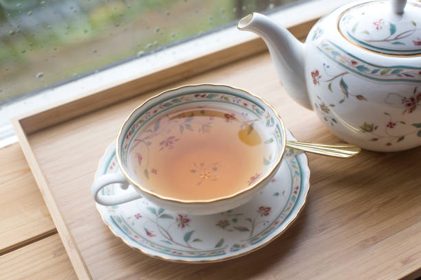 istock Tea cup and teapot from porcelain for tea. tea set 1172701437