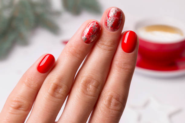 istock Christmas New Year manicure abstract nail design. 1172701874