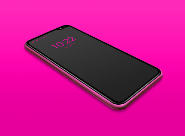 istock All-screen black smartphone mockup isolated on pink. 3D render 1172716432
