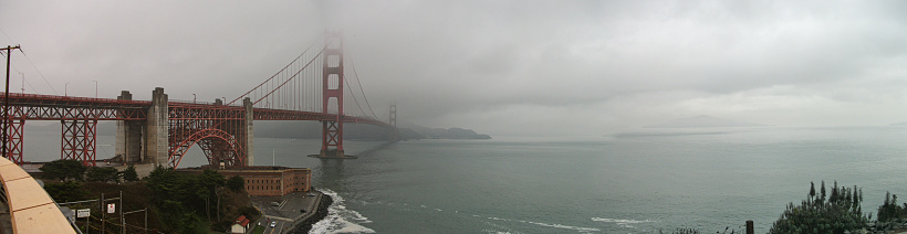An aerial photograph of the Golden Gate Bridge