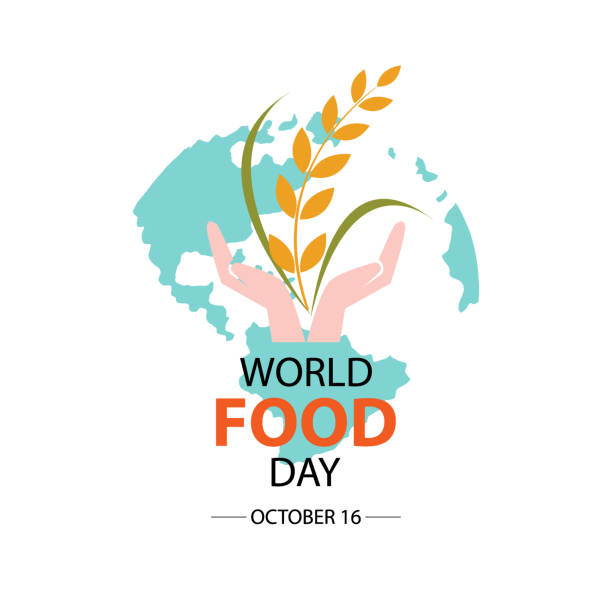 illustrazioni stock, clip art, cartoni animati e icone di tendenza di concetto di giornata mondiale del cibo. 16 ottobre. - weat