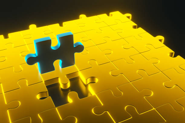 istock Colorful gold shiny puzzle. 3d rendering 1172727144