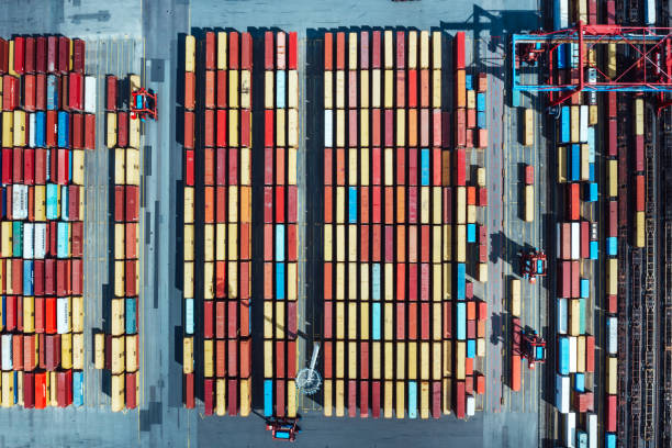 istock Aerial view of a Container harbour 1172727690