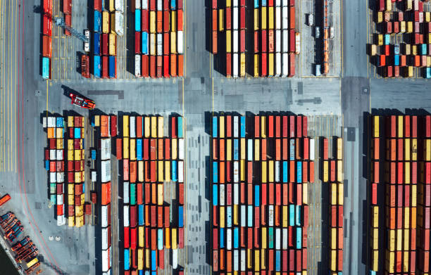 istock Aerial view of a Container harbour 1172727772