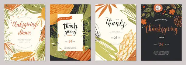 Vector illustration of Thanksgiving Cards 03