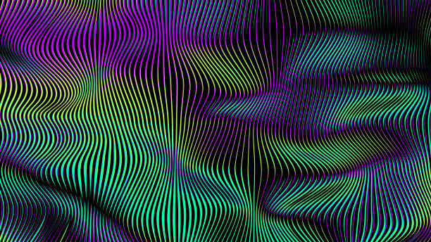 Bright fluid background Bright colorful background. Wavy backdrop. Holographic gradient. psychedelic art stock illustrations