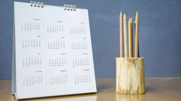 istock Calendar with pencil  planning concept on grey background. 1172739321