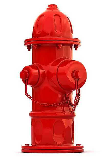A red fire hydrant isolated on a white background.