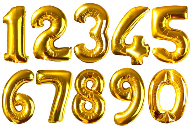 istock Golden balloon numbers isolated on white for your design 1172741913