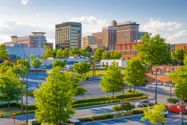 그린빌, 사우스캐롤라이나, 미국 다운타운 빌딩 - greenville south carolina south carolina office building skyscraper 뉴스 사진 이미지