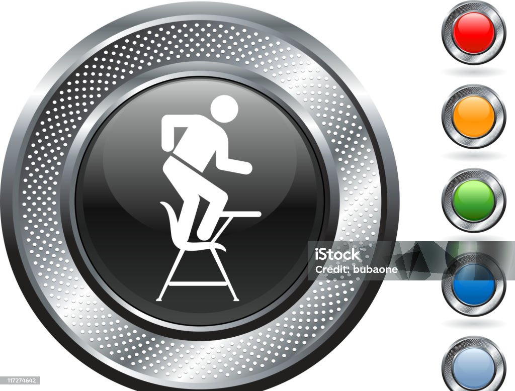 Metallic Border Icon With Image of Student Dancing in Class student dancing in class icon on button with metallic border Behind stock vector