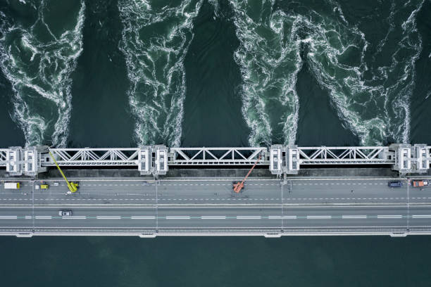istock Storm Surge Dam Venting Water During High Tide 1172748050