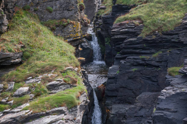 A series of waterfalls in Rocky Valley, Cornwall in early autumn