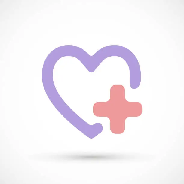 Vector illustration of Heart cross sign soft color for baby health care