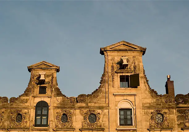 old housefront at dawn in Amsterdam