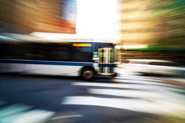 istock Public transportation bus in New York 1172759487