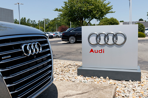 Indianapolis - Circa August 2019: Audi Automobile and SUV luxury car dealership. Audi is a member of the Volkswagen Group I