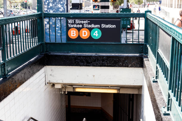 Subway stop on 161st street that leads to Yankee Stadium IV New York - Circa August 2019: Subway stop on 161st street that leads to Yankee Stadium IV major us cities stock pictures, royalty-free photos & images