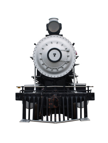Isolated steam train with a clipping path. 