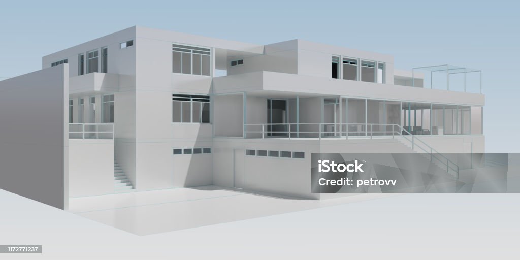 Building Without Texture White Modern House Without Textures Stock Photo - Download Image Now ...