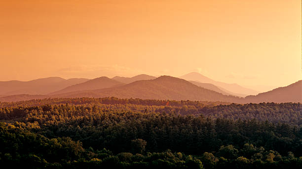 catena montuosa del blue ridge - blue ridge mountains mountain range north carolina tennessee foto e immagini stock