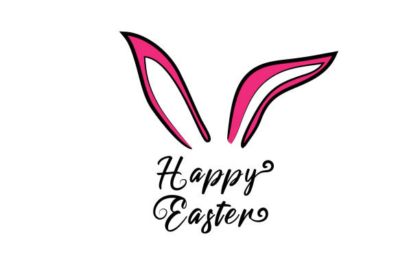 ilustraciones, imágenes clip art, dibujos animados e iconos de stock de feliz pascua saludos tarjeta con orejas de conejo de fondo de vacaciones - bunny girl