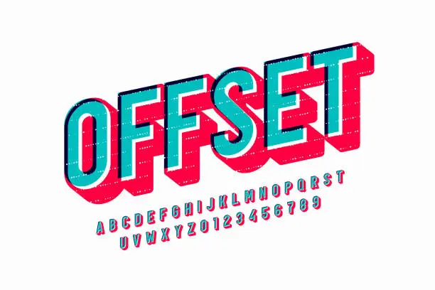 Vector illustration of Offset print style font