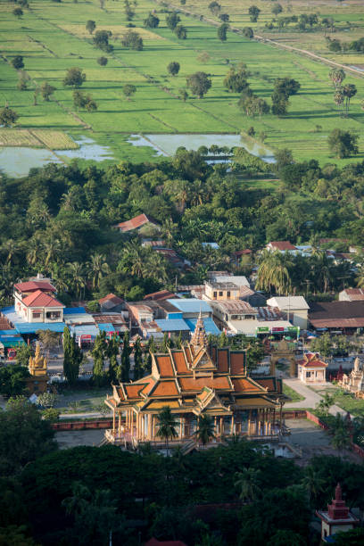 a view from the Mount Phnom Sompov near the city of Battambang in Cambodia.  Cambodia, Battambang, November, 2018