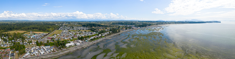 Birch Bay WA USA Beachfront Town Drone Aerial Panoramic View
