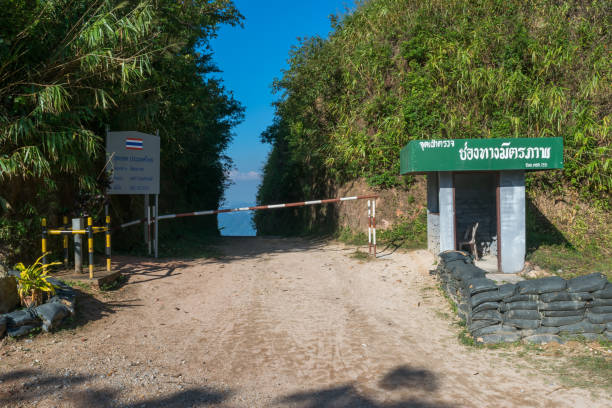 Friendship border gate between Thailand and Myanmar stock photo