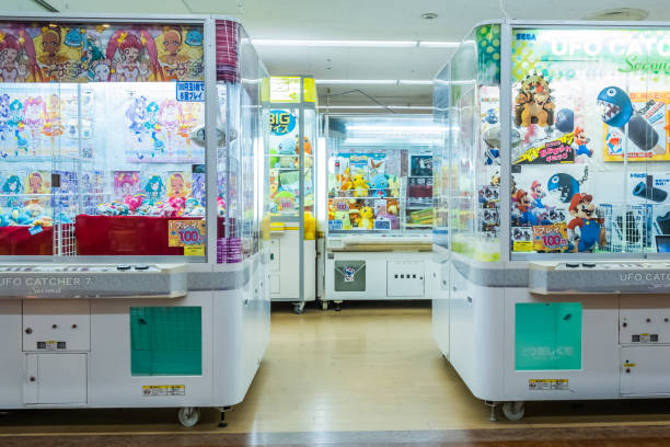 Japanese claw machine at Mt. Fuji Station in Yamanashi, Japan. stock photo