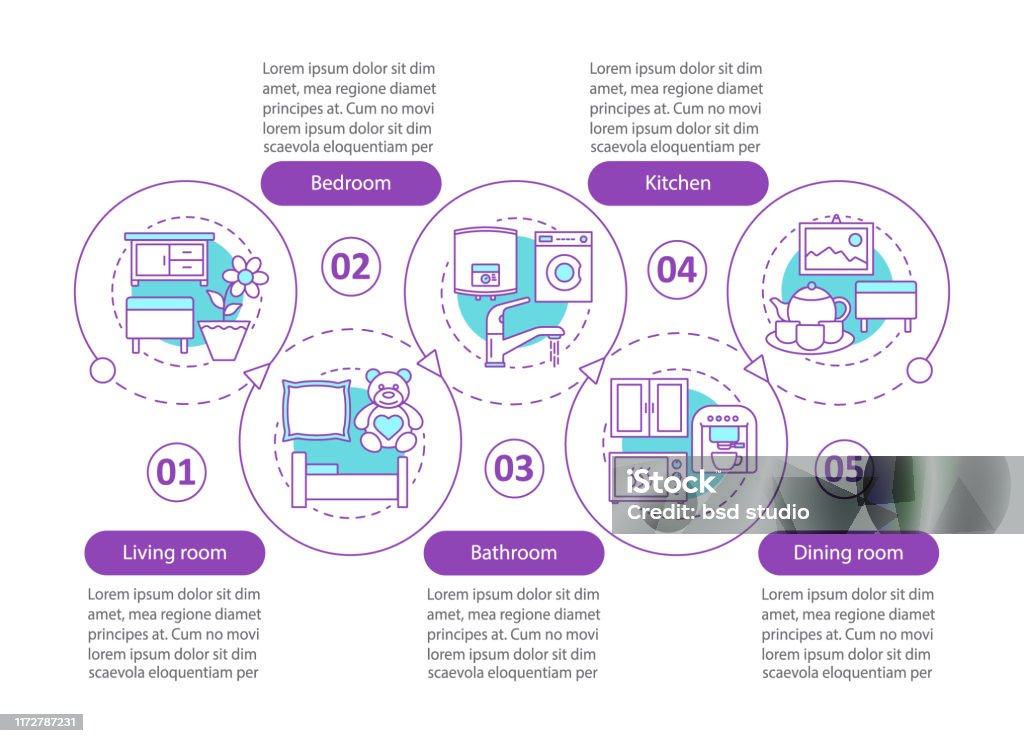 Interior Design Vector Infographic Template Stock Illustration ...