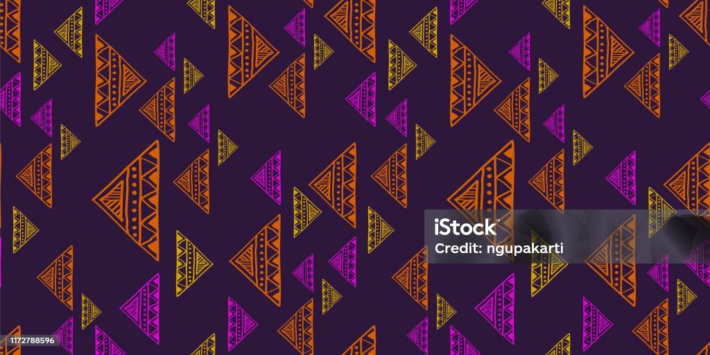 Hand Drawn Triangle Abstract Drawing Pattern Seamless Colorful ...