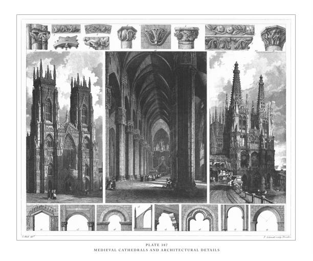 istock Medieval Cathedrals and Architectural Details Engraving Antique Illustration, Published 1851 1172791184