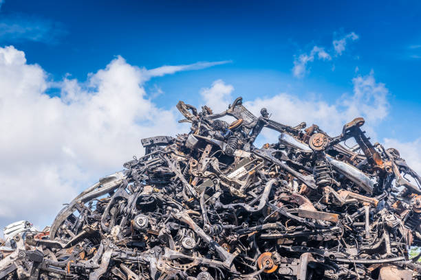 금속 폐기물 - scrap metal metal recycling aluminum 뉴스 사진 이미지
