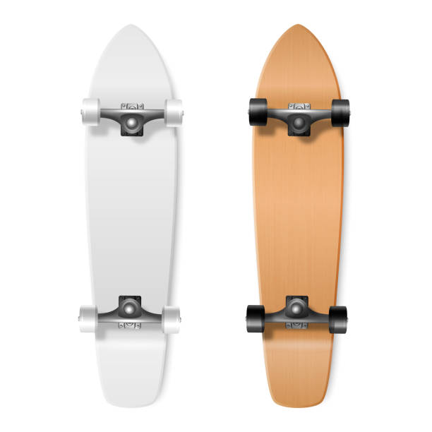istock Skateboarding. Vector Realistic 3d Render Blank White and brown Wooden Skateboard Icon Set Closeup Isolated on White Background. Design Template of Skate Board Showing the Top, Bottom View for Mockup 1172796325