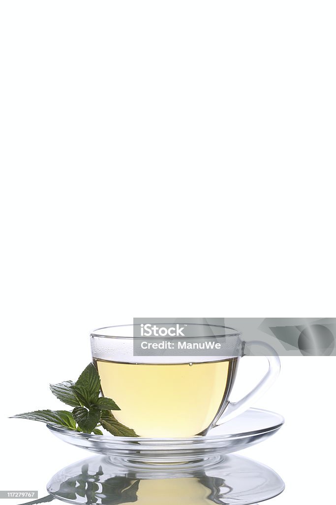 Glass Cup of Peppermint Tea with Copyspace Drinking Themes Front View Stock Photo