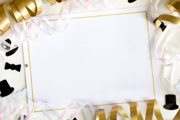 invito alla festa con nastri - invitation greeting card birthday birthday card foto e immagini stock